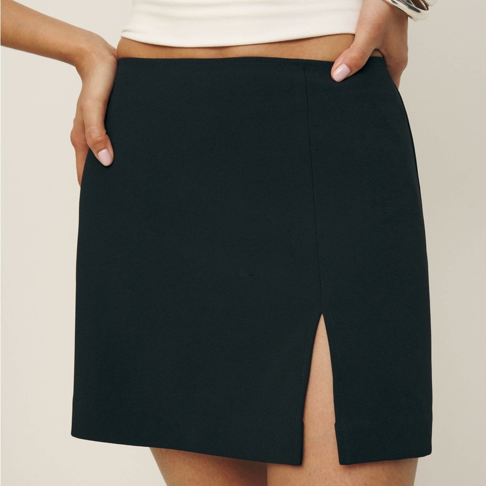 Reformation Black Cami mini skirt w/ slit